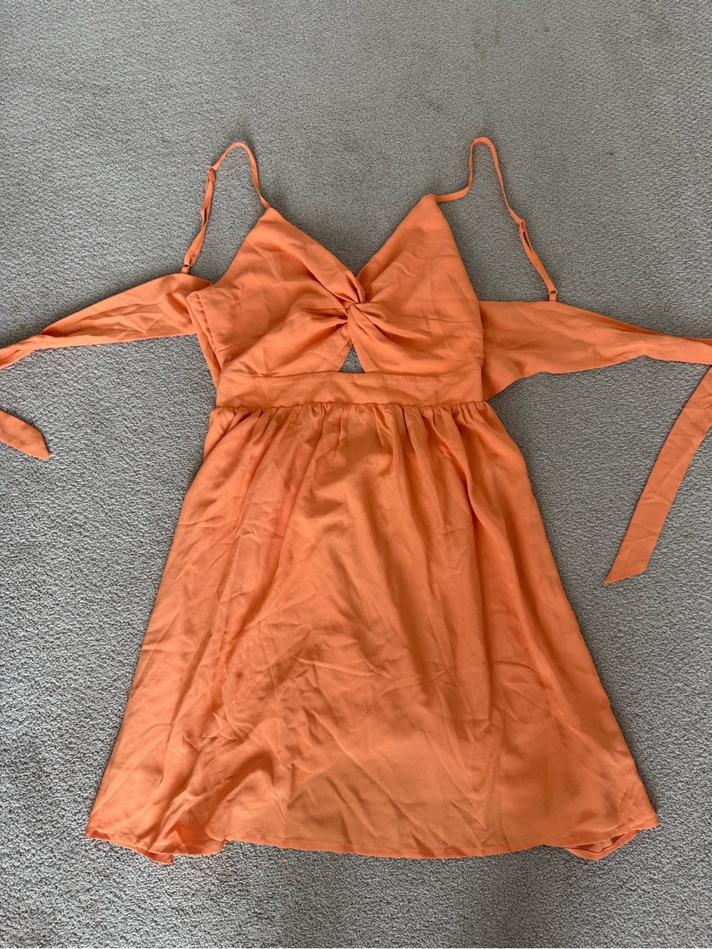 Orange Twist Front Spaghetti Strap Dress